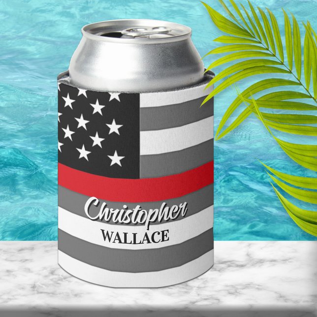 Personalised Firefighter Thin Red Line Custom Can Cooler (Creator Uploaded)