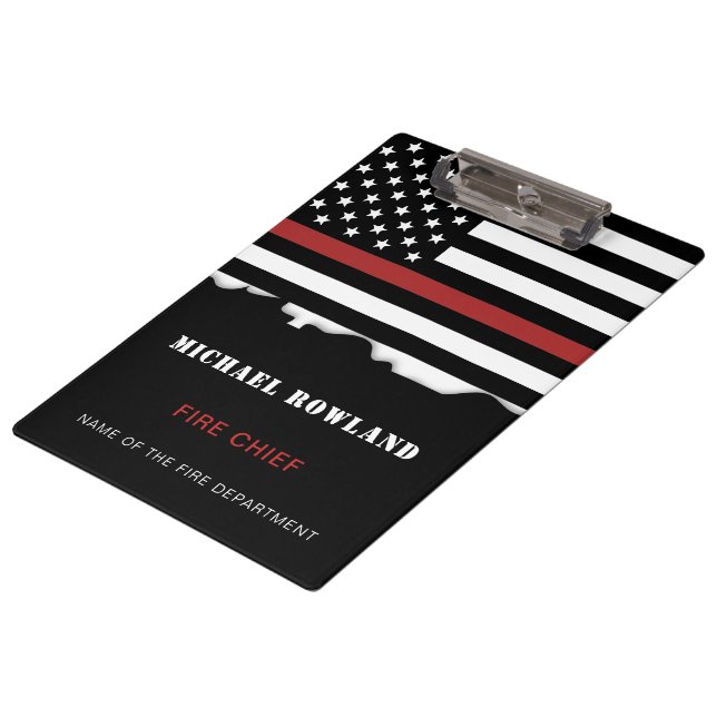 Personalised Firefighter Thin Red Line Fire Rescue Clipboard (Angled)