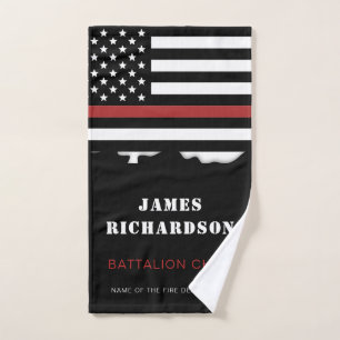 Personalised Firefighter Thin Red Line Fire Rescue Hand Towel