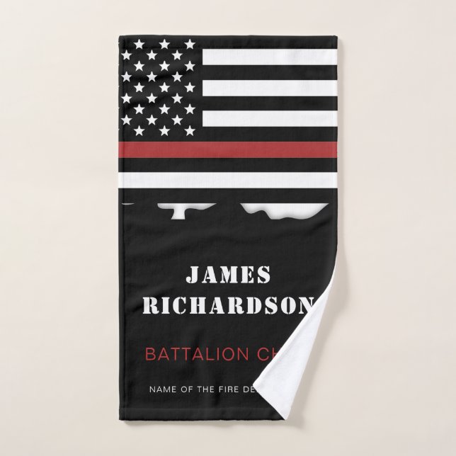 Personalised Firefighter Thin Red Line Fire Rescue Hand Towel (Hand Towel)