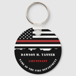 Personalised Firefighter Thin Red Line Fire Rescue Key Ring