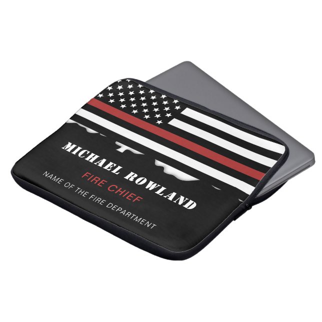 Personalised Firefighter Thin Red Line Fire Rescue Laptop Sleeve (Front Top)