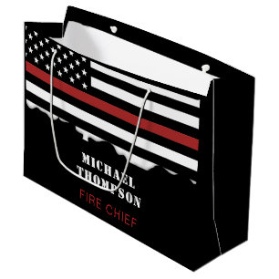 Personalised Firefighter Thin Red Line Fire Rescue Large Gift Bag