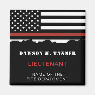 Personalised Firefighter Thin Red Line Fire Rescue Magnet