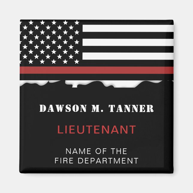 Personalised Firefighter Thin Red Line Fire Rescue Magnet (Front)