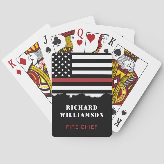 Personalised Firefighter Thin Red Line Fire Rescue Playing Cards (Back)