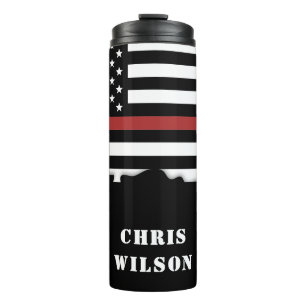 Personalised Firefighter Thin Red Line Fire Rescue Thermal Tumbler