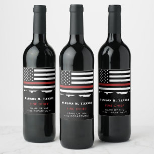 Personalised Firefighter Thin Red Line Fire Rescue Wine Label