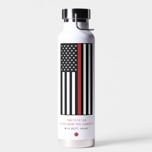 Personalised Firefighter Thin Red Line Flag Water Bottle