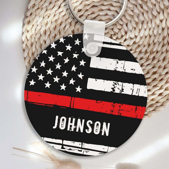 Personalised Firefighter Thin Red Line Key Ring (Creator Uploaded)