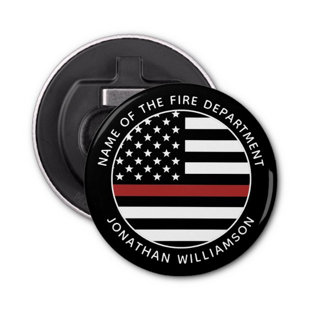 Personalised Firefighter Thin Red Line USA Flag Bottle Opener (Front)