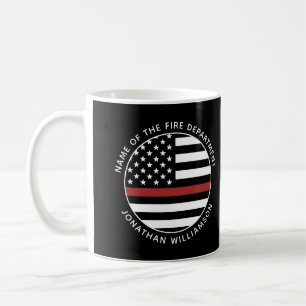 Personalised Firefighter Thin Red Line USA Flag Coffee Mug
