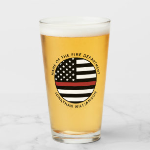 Personalised Firefighter Thin Red Line USA Flag Glass