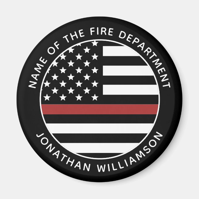 Personalised Firefighter Thin Red Line USA Flag Magnet (Front)