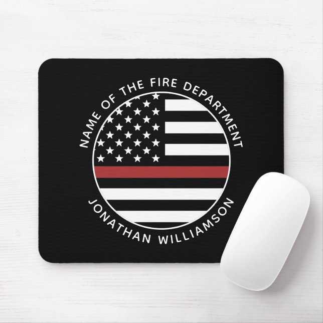Personalised Firefighter Thin Red Line USA Flag Mouse Pad (With Mouse)