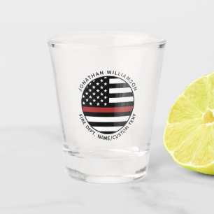 Personalised Firefighter Thin Red Line USA Flag Shot Glass