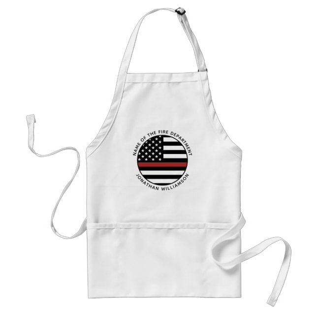 Personalised Firefighter Thin Red Line USA Flag Standard Apron (Front)