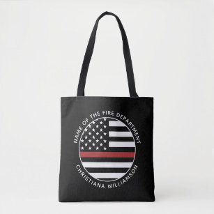 Personalised Firefighter Thin Red Line USA Flag Tote Bag