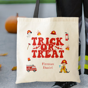 Personalised Fireman Kids Trick or Treat Tote Bag