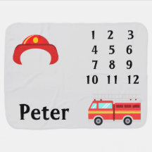 Personalised Fireman Monthly Milestone Blanket