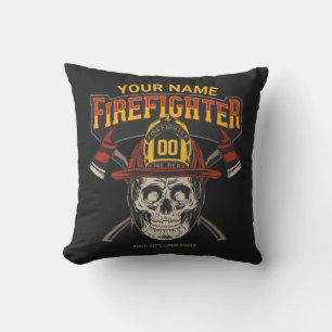 Personalised Fireman Skull Helmet Axe Firefighter  Cushion