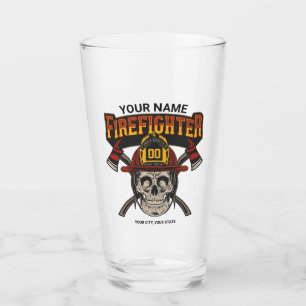 Personalised Fireman Skull Helmet Axe Firefighter  Glass