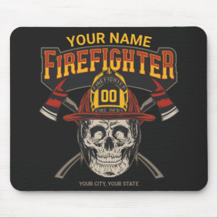 Personalised Fireman Skull Helmet Axe Firefighter  Mouse Pad