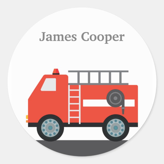 Personalised Firetruck  Stickers (Front)