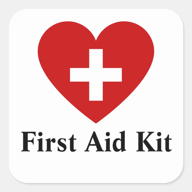 Personalised first aid kit square sticker (Front)