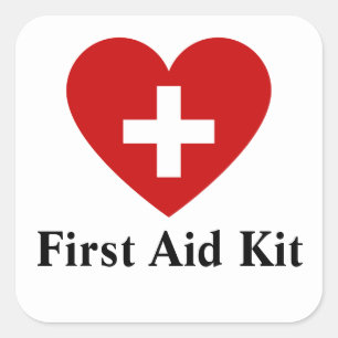 Personalised first aid kit square sticker