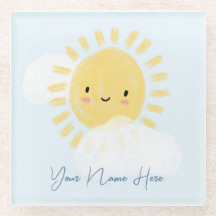 Personalised First Birthday Baby Shower Sunshine Glass Coaster