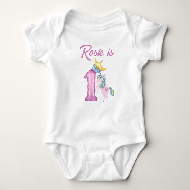 Personalised First Birthday Baby T-Shirt Bodysuit (Front)