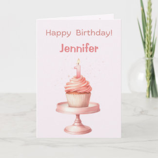 Personalised First Birthday Cupcake Card