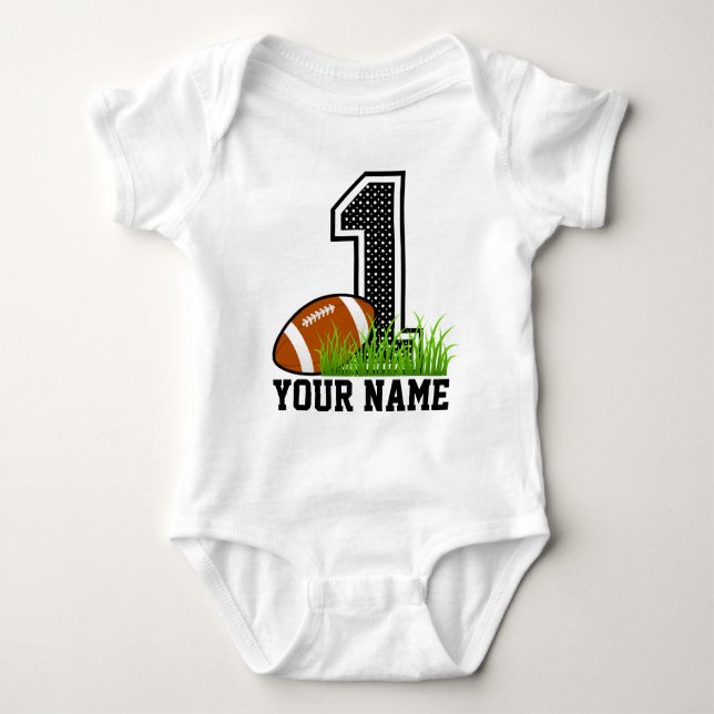 Personalised First Birthday Football Baby Bodysuit (Front)