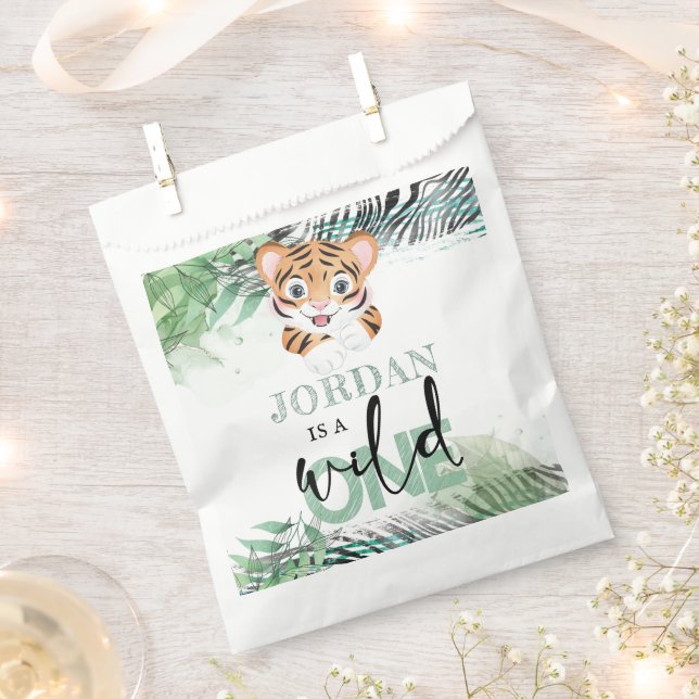 Personalised First Birthday Lion Jungle Favour Bag (Clipped)