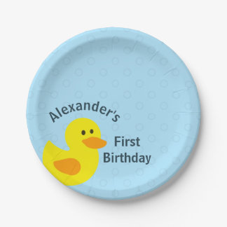 Personalised First Birthday Little Yellow Ducky Paper Plate