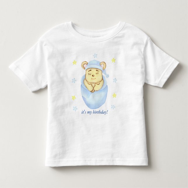 Personalised First Birthday Teddy Bear Boy  Toddler T-Shirt (Front)