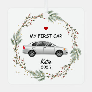 Personalised First Car Photo, My New Car sliver Metal Tree Decoration