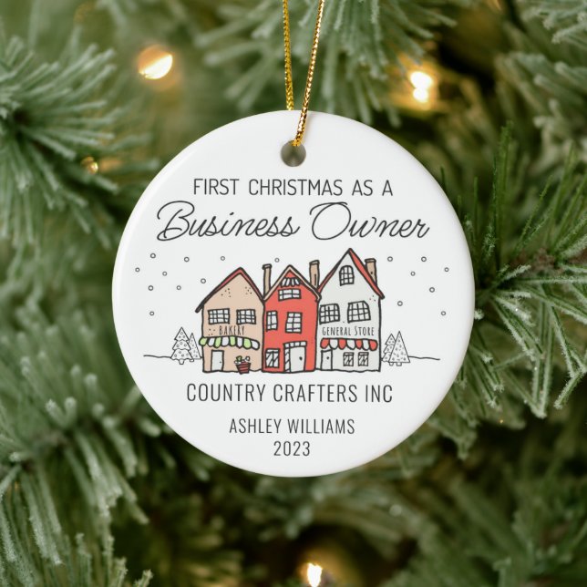 Personalised First Christmas as a Business Owner Ceramic Ornament (Tree)