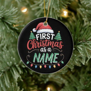 Personalised First Christmas As A Family Matching  Ceramic Ornament