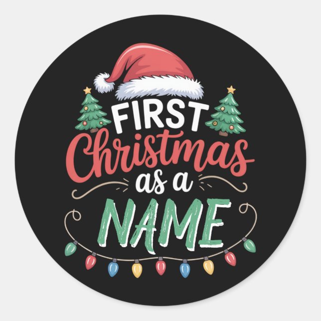 Personalised First Christmas As A Family Matching  Classic Round Sticker (Front)