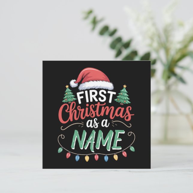 Personalised First Christmas As A Family Matching  Holiday Card (Standing Front)