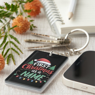 Personalised First Christmas As A Family Matching Key Ring