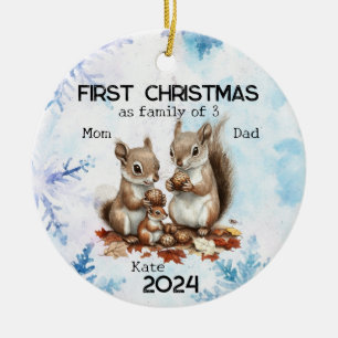 Personalised First Christmas as a Family of 3 Ceramic Ornament