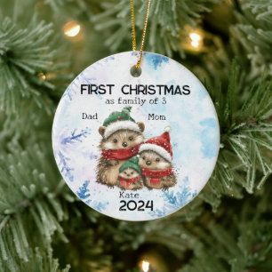 Personalised First Christmas as a Family of 3 Ceramic Ornament