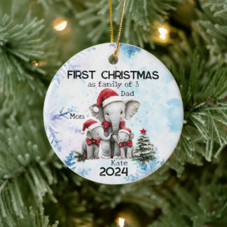Personalised First Christmas as a Family of 3 Ceramic Ornament