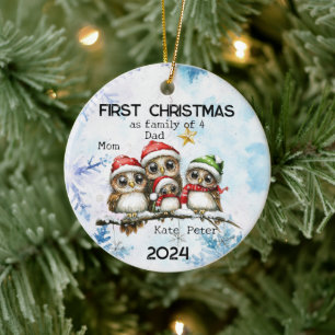 Personalised First Christmas as a Family of 4 Ceramic Ornament