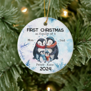 Personalised First Christmas as a Family of 4 Ceramic Ornament
