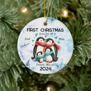 Personalised First Christmas as a Family of 4 Ceramic Ornament