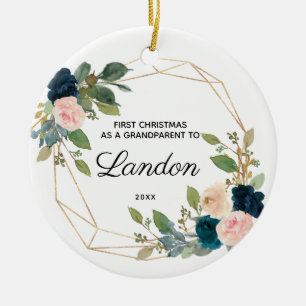Personalised First Christmas As a Grandparent Cera Ceramic Ornament